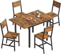 VASAGLE Extendable Dining Set, Dining Table with 4 Chairs, for Kitchen, 33.3-47.3 Inches Wide, Steel Frame, Rustic Brown and Ink Black LDC092B01V1-02