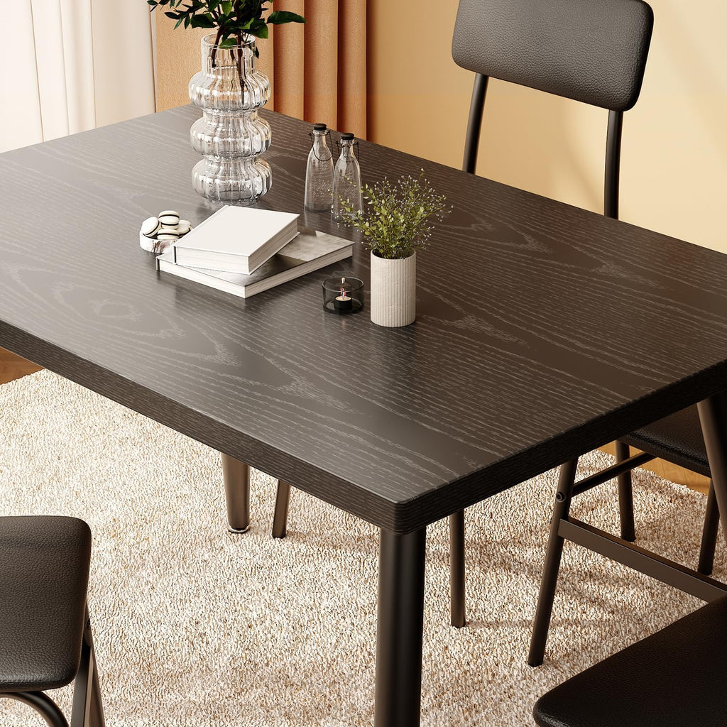 Gizoon Dining Room Table Set for 4, Modern 5 Piece Kitchen Table and Chairs Set, Small Space Comedor de 4 Sillas y Mesa, Wood Top Metal Frame for Apartment, Kitchen, Living Room, Dining Room
