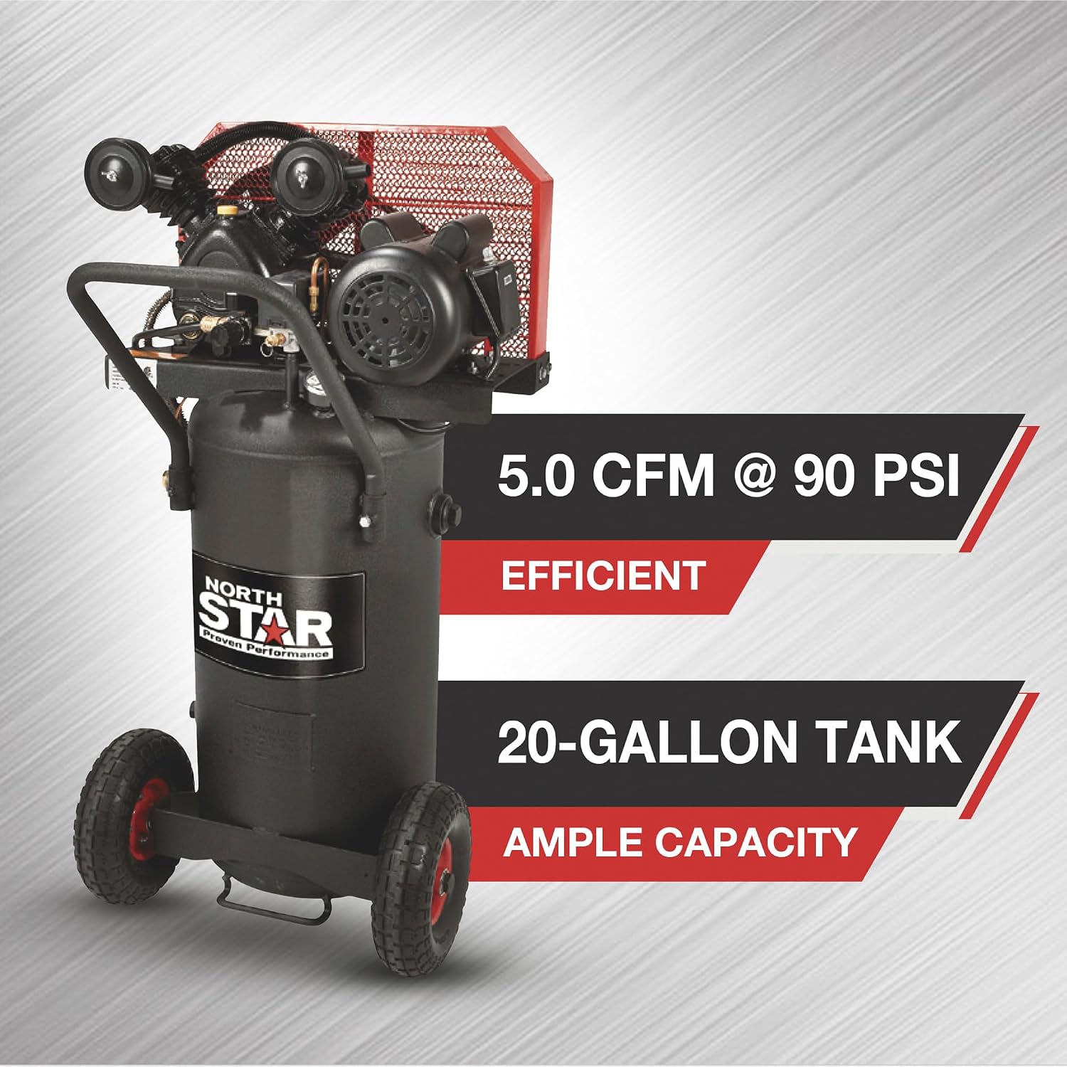 NorthStar Single-Stage Portable Electric Air Compressor - 2 HP, 20-Gallon Vertical, 5.0 CFM