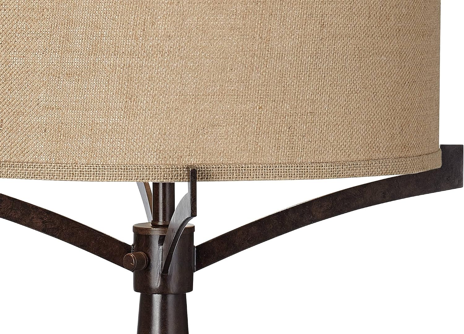 Franklin Iron Works Tremont Rustic Farmhouse Table Lamp 31 1/2' Tall Allegheny Bronze Brown Iron Burlap Fabric Drum Shade for Bedroom Living Room House Home Bedside Nightstand Office Entryway Kids