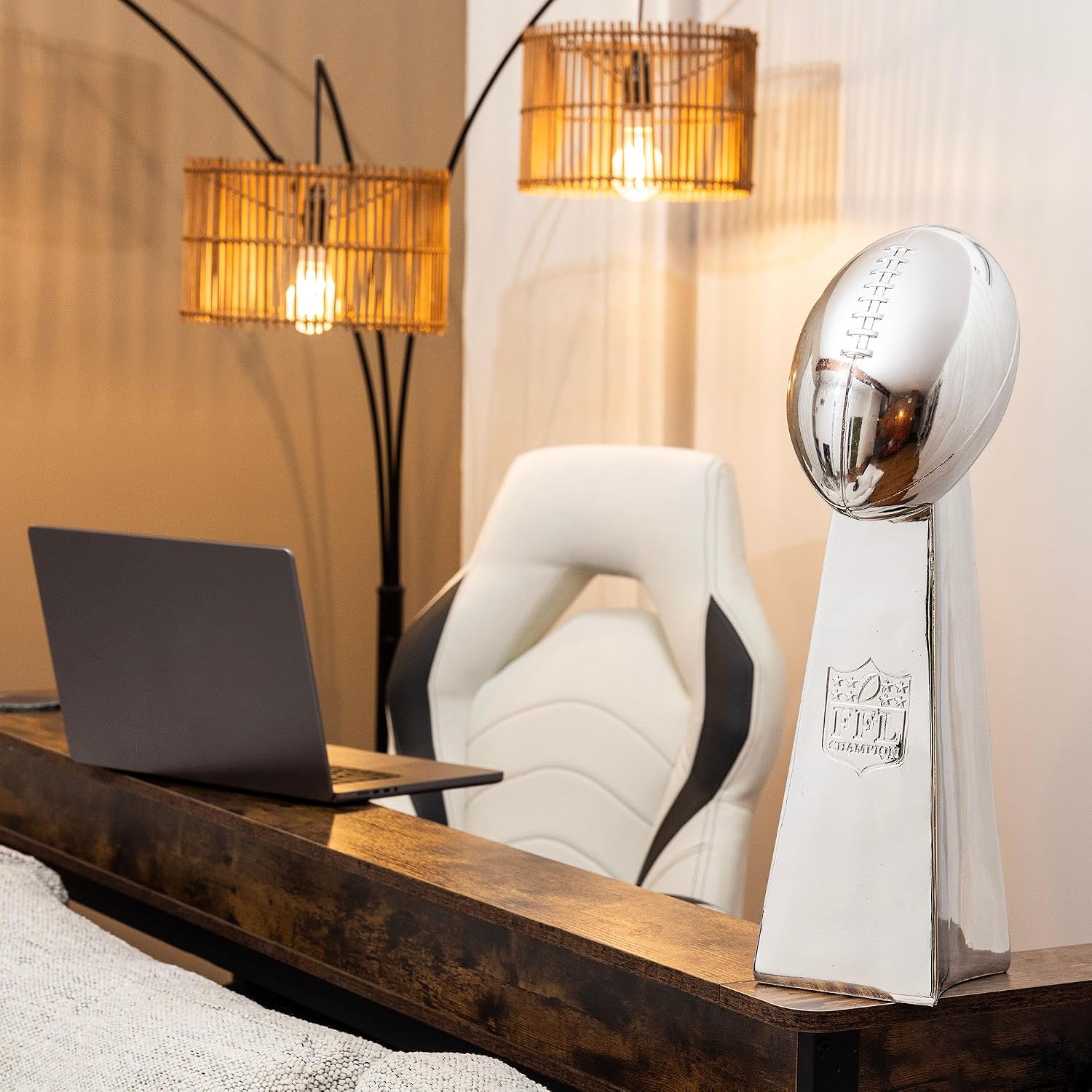 Spire Designs Lifesize Fantasy Football Trophy - Chrome Replica Championship Trophy - First Place Winner Award for League - Real Size Football Award