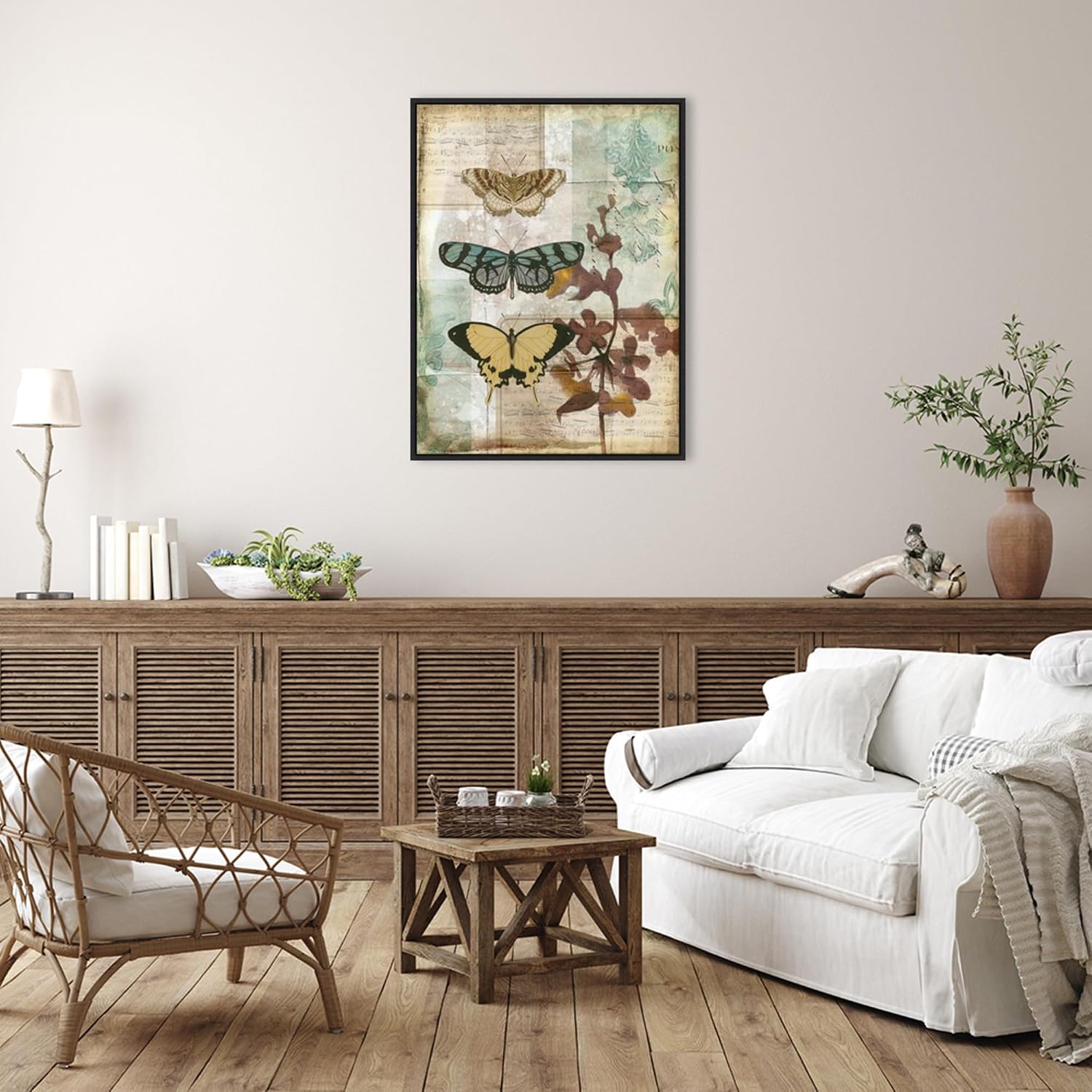 Amanti Art Framed Canvas Wall Art 42x32 Music Box Butterflies I by Jennifer Goldberger, Framed Wall Art Canvas, Animals Artwork, Modern Decor, Oversize Poster Painting for Living Room, Bedroom,