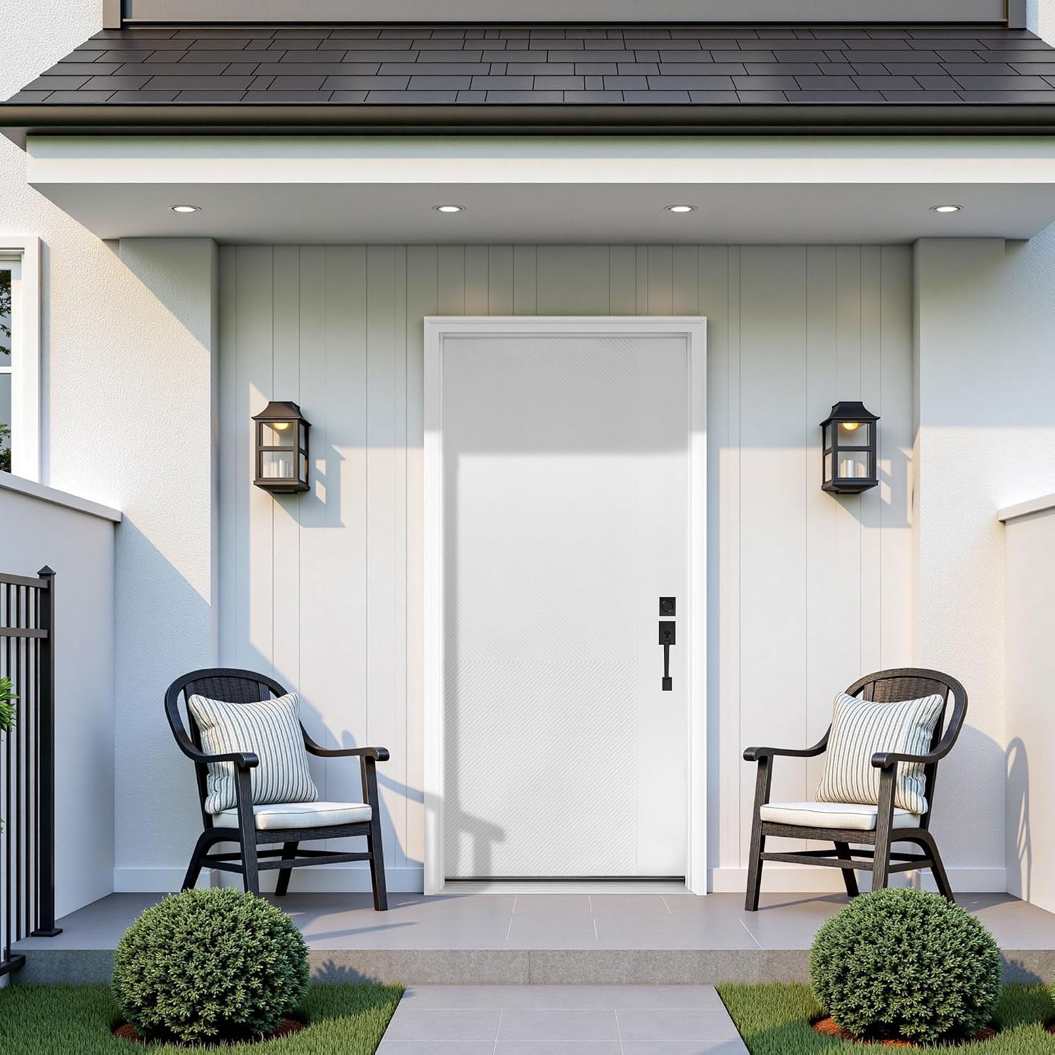 36' x 80' Fiberglass Entry Door, Left-Hand Inswing, Modern Horizontal Line Design, Textured Finish Exterior Front Door, Durable, Knock-Down, Insulated & Ready to Paint