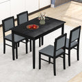 NAFORT Kitchen Table Set for 4, Mid-Century Modern Dining Table and Chairs Set of 4, Farmhouse Dinner Set w/ 4 Upholstered Chairs, Rubber Wood Dinette Set for Kitchen& Dining Room, Restaurant