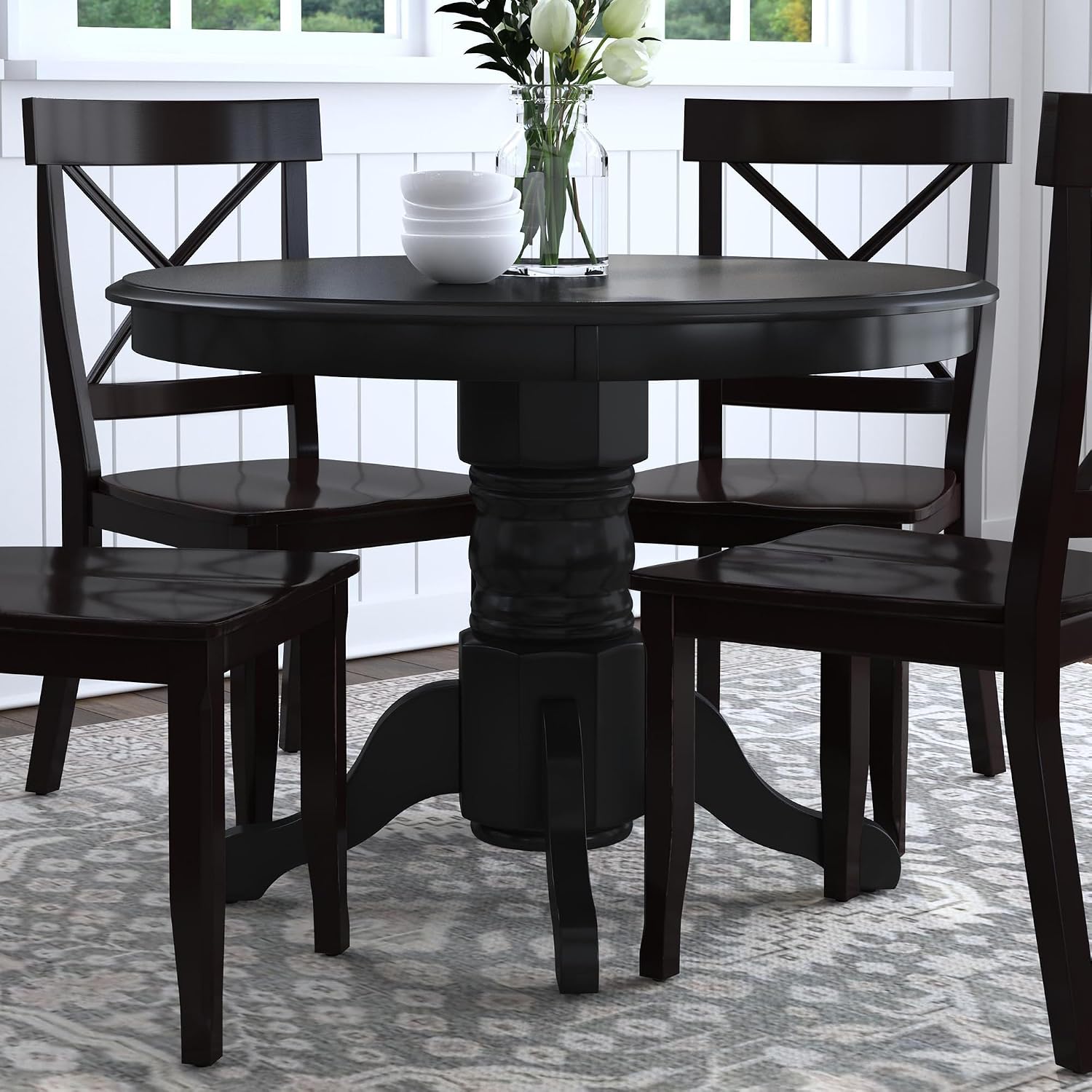 Homestyles Blair Black Round Dining Table, 42'