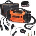 RoofPax Tire Inflator Portable Air Compressor for Car Tires 3 Power Sources AC/DC & Battery Heavy Duty Inflator/Deflator Digital Car Air Pump with Pressure Gauge 12V 110 AC 160 PSI For Car RV & Truck