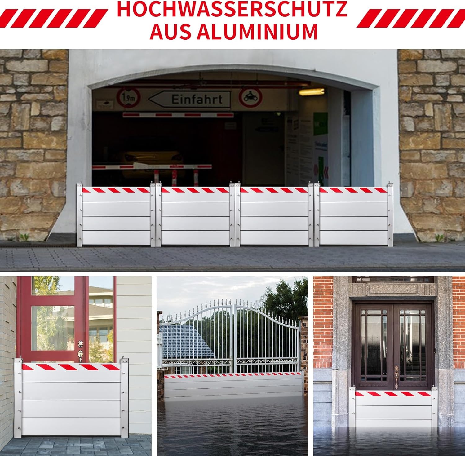 Flood Barrier Shield 60cm High Aluminum Temporary Threshold Flooding Protection Prevention Board Water Retaining Plate (Exterior 70x60cm)