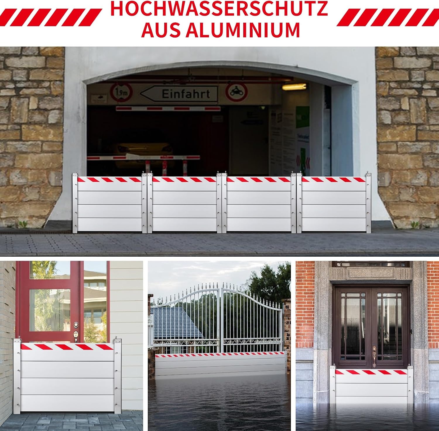 Flood Barrier Shield 60cm High Aluminum Temporary Threshold Flooding Protection Prevention Board Water Retaining Plate(Exterior,71x60cm)
