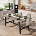 GarveeHome Industrial Dining Table for 4-6 People, 63 in Long Wooden Kitchen Table with Sturdy Metal Frame & Grey Finish - Seats 4 Rectangular Counter for Dinner, Kitchen, Dining Room - Grey