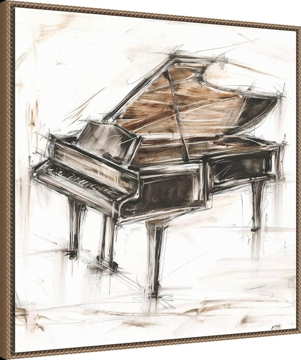 Amanti Art Framed Canvas Wall Art 30x30 Grand Piano Study by Ethan Harper, Framed Wall Art Canvas, Music Artwork, Traditional Decor, Large Poster Painting for Living Room, Bedroom, Bathroom, Kitchen,
