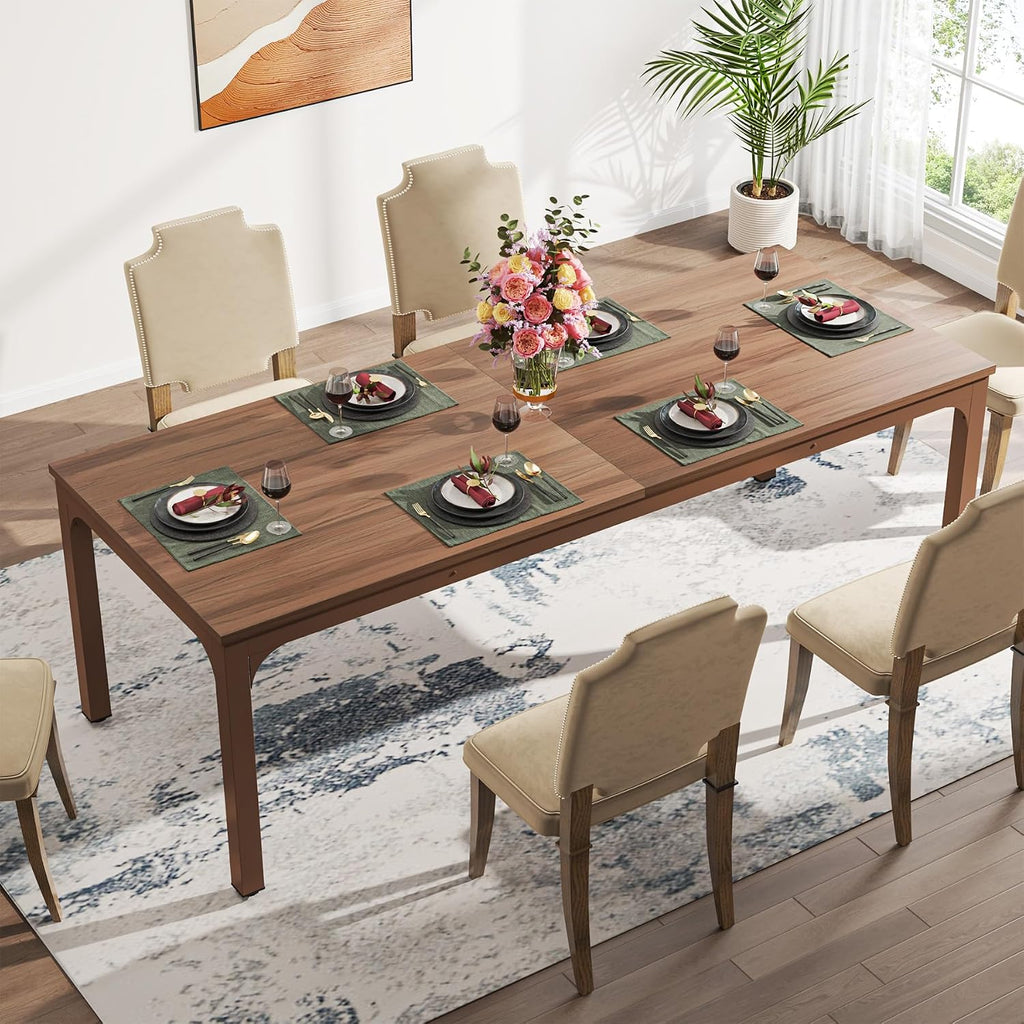 Tribesigns Dining Table for 6-8 Person, 78 inch Long Rectangular Kitchen Dining Table for Living Room and Dining Room, 78.7 x 27.5 x 29.5 Inches(Only Table) (Brown)