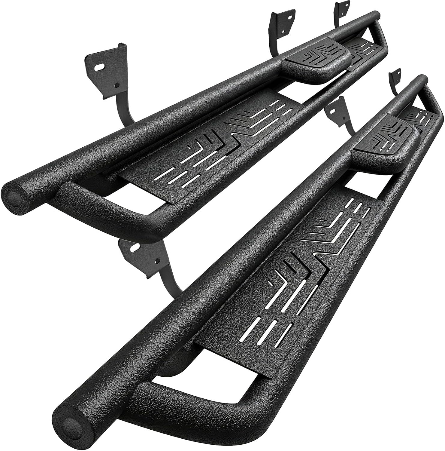 PZ 6' Rustproof Running Boards Side Steps Compatible with Dodge Ram 1500 Quad Cab/Extended Cab 2009-2018, 550 lbs Black Heavy Duty Carbon Steel Step Rails Nerf Bars