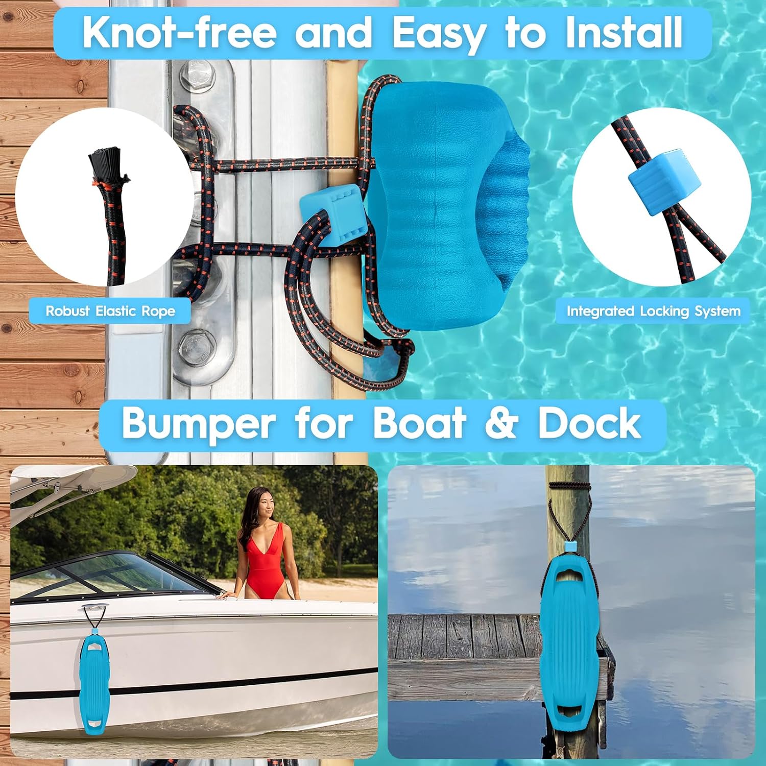 AWEMUFA Boat Fenders Easy to Install Bumper for Docking Ideal Fender for Pontoon, Bass, Jet Ski and Fishing Boats