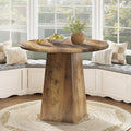 Tribesigns 31.5-Inch Round Dining Room Table for 2-4, Farmhouse Small Kitchen Dinner Table with Square Base for Dining Room Living Room, Rustic Brown
