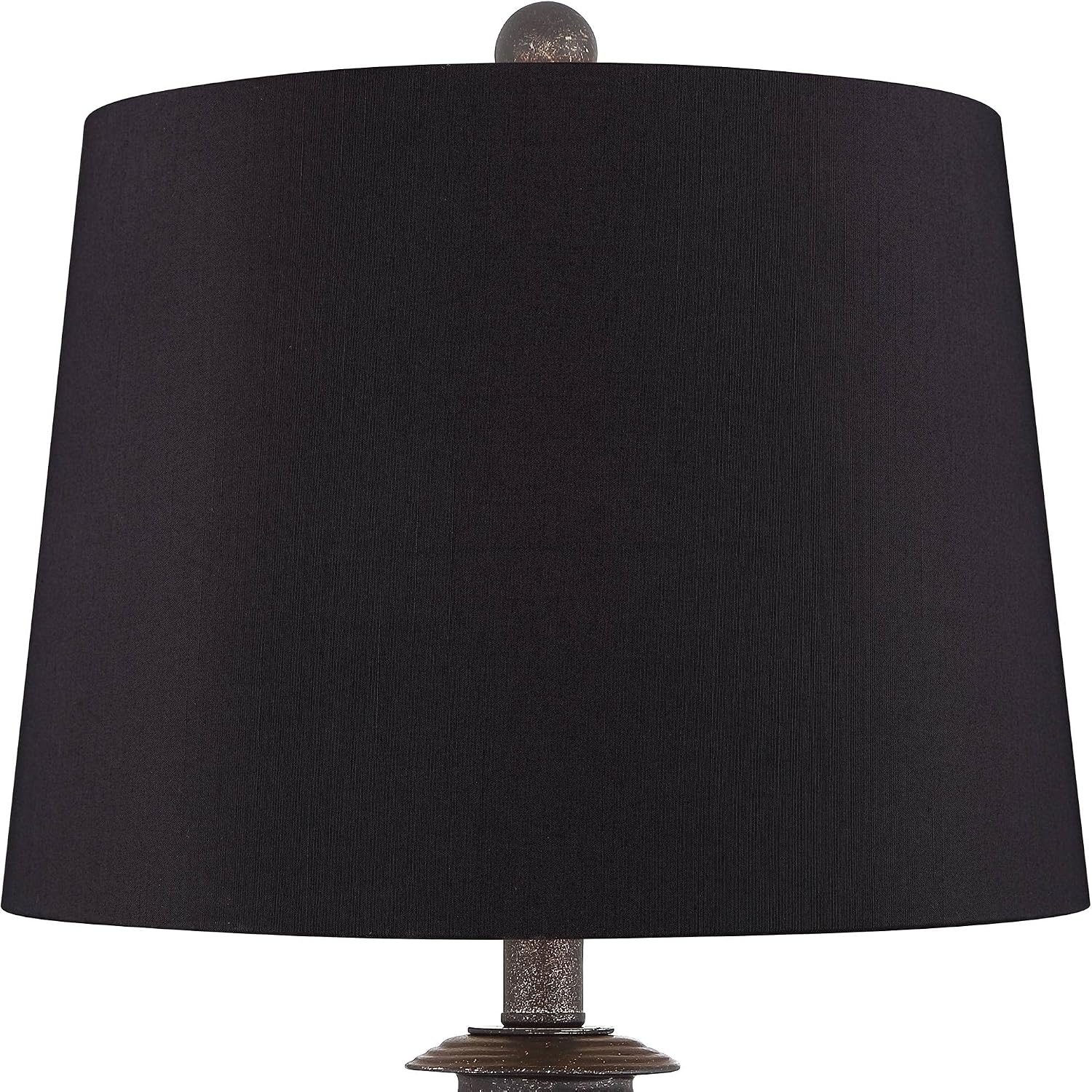 Franklin Iron Works Horace Rustic Farmhouse Industrial Table Lamps 25.25' High Set of 2 with Nightlight Bronze Black Faux Silk Drum Shade for Living Room Bedroom House Bedside Nightstand Home