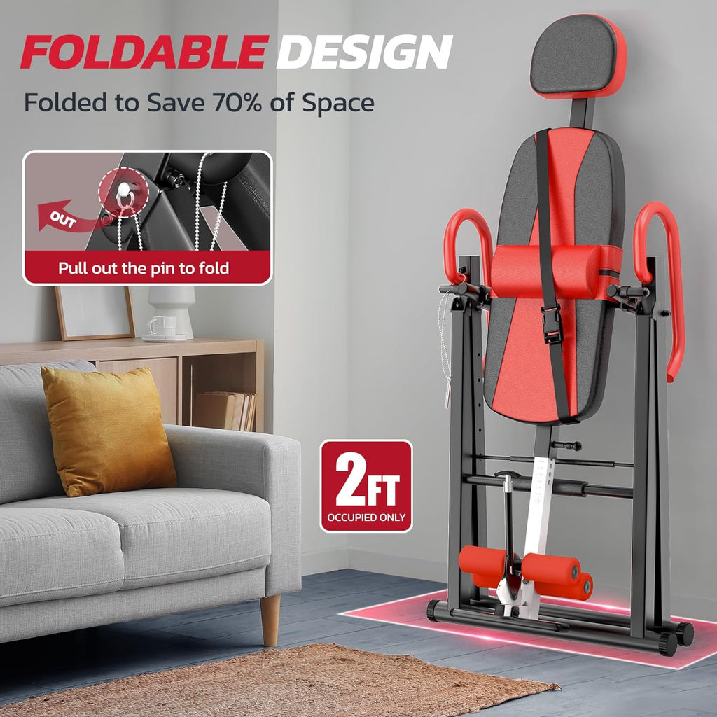 YOLEO Gravity Inversion Table for Back Pain Relief 2026 New Inversion Table w/Lumbar Support Easy to Assemble Back Stretcher Machine 300 lbs