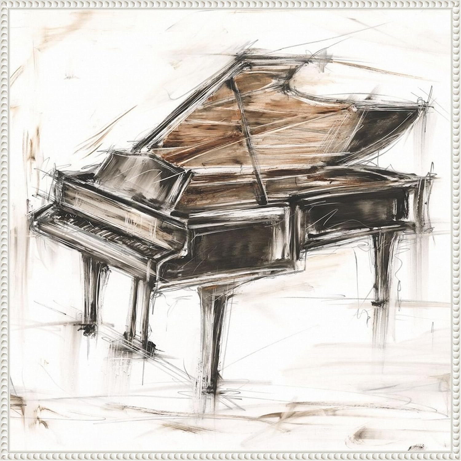 Amanti Art Framed Canvas Wall Art 30x30 Grand Piano Study by Ethan Harper, Framed Wall Art Canvas, Music Artwork, Traditional Decor, Large Poster Painting for Living Room, Bedroom, Bathroom, Kitchen,