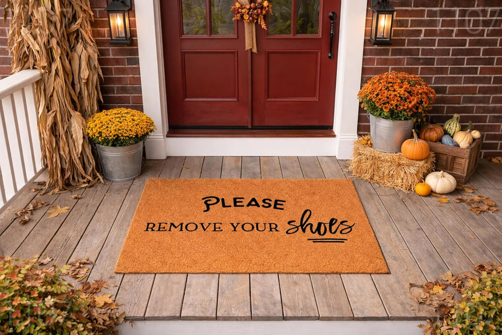 Please Remove Your Shoes Doormat, Natural Coir Indoor Outdoor Entrance Mat | Housewarming Gift, New Home Present, Indoor Outdoor Entrance, Front Porch Decor, High Traffic Area, Entryway Floor Rug
