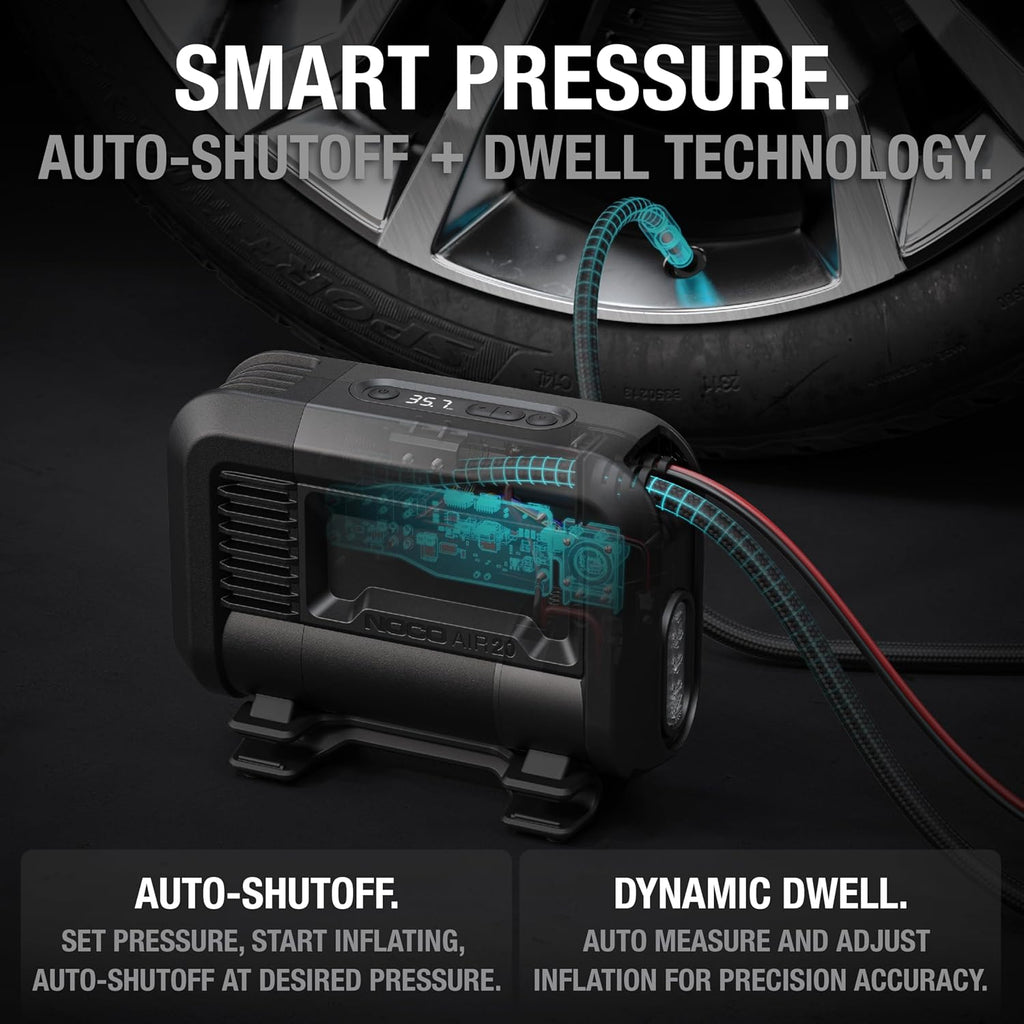 NOCO AIR20: UltraFast 20A Tire Inflator - 12V Portable Air Compressor Pump – 47 SLPM Airflow Inflates 0–40 PSI in 2.5 Minutes – Digital Gauge + Auto-Shutoff