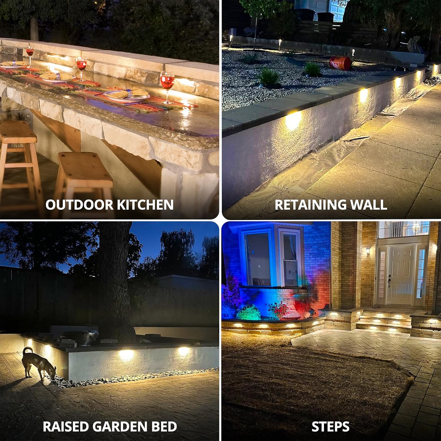 GKOLED 20 Pack 6.8 Inches LED Hardscape Lights, Low Voltage Retaining Wall Light Waterproof, 12V AC/DC Landscape Lighting, 1.5W 2700K, Classic Step Lights Outdoor, Die-cast Aluminum Housing