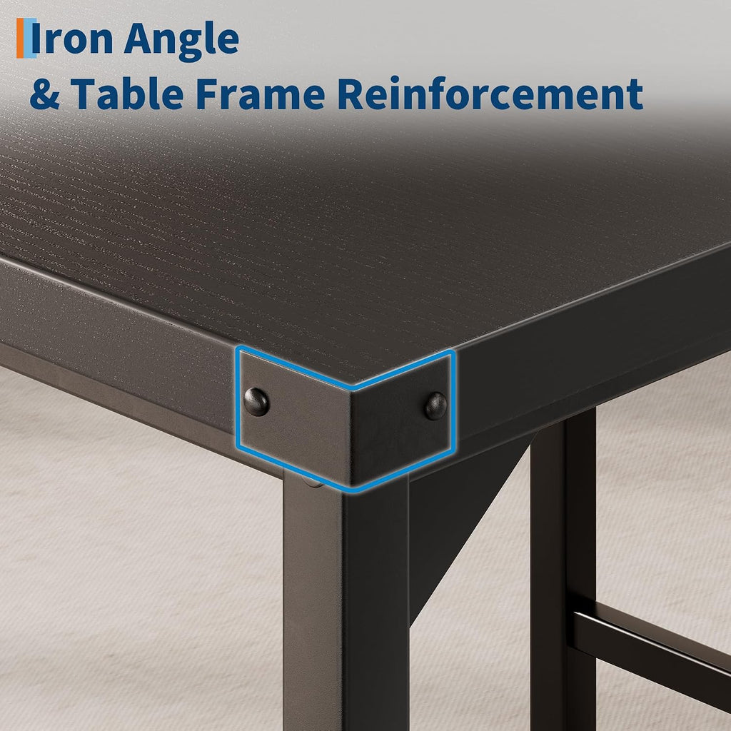 GarveeHome Dining Table Set for 4 w/Corner Protecto, Dining Room Table Set with Footrest & Backrest, Counter Height Table with 4 Upholstered Bar Stools, for Apartment, Pub, Rustic Black