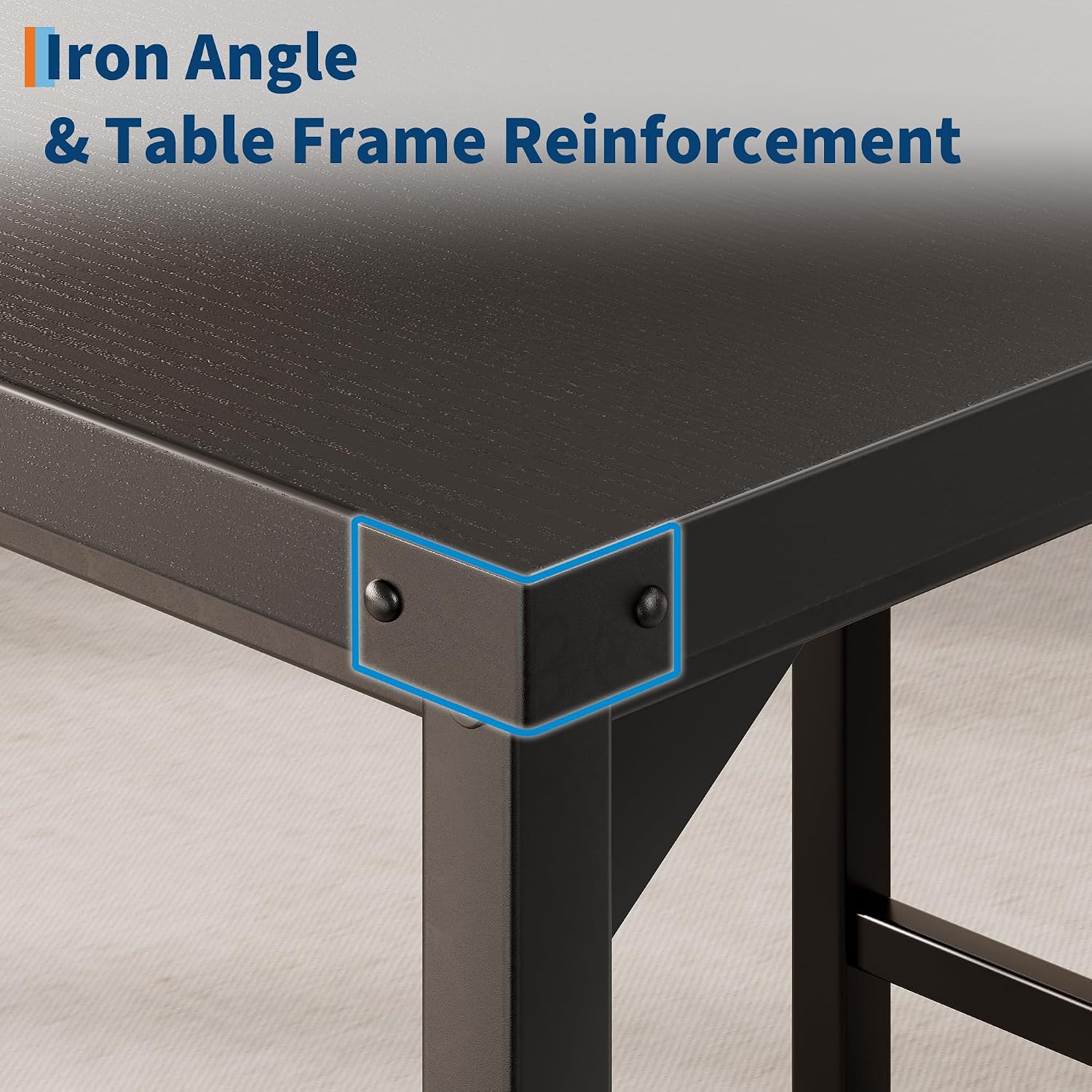GarveeHome Dining Table Set for 4 w/Corner Protecto, Dining Room Table Set with Footrest & Backrest, Counter Height Table with 4 Upholstered Bar Stools, for Apartment, Pub, Rustic Black
