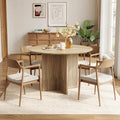 LITTLE TREE Round Dining Table for 4-6 People, Modern Wooden Kitchen Table with Pedestal Base, Small Dinner Table for Dining Room, Kitchen, Living Room