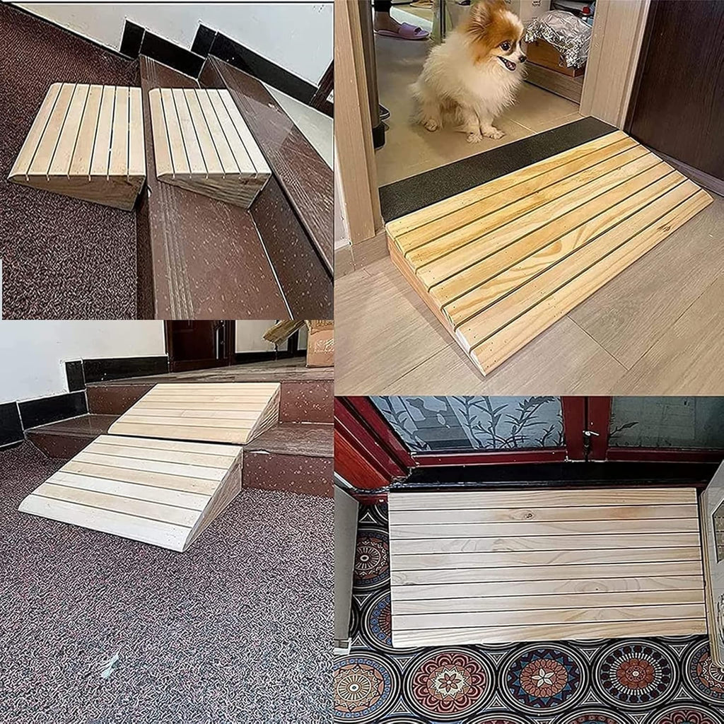 Portable Doorway Ramp 3/4/5/6/7 Inch Rise Portable Doorways Threshold Ramps, Wooden Anti-Slip Curb Ramp for Wheelchair/Stairs, for Wheelchair/Stairs for Elderly(30.8x30x10cm)