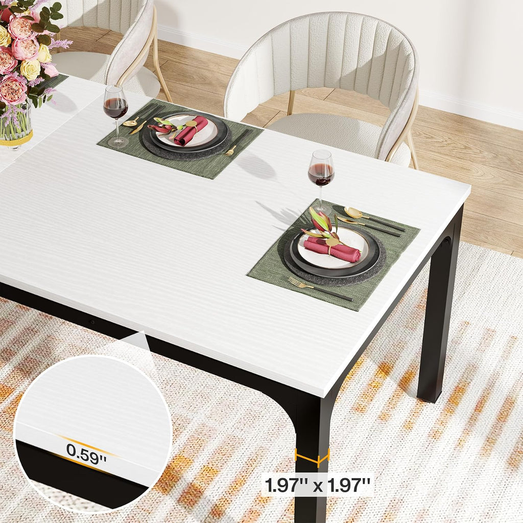 Tribesigns Dining Table for 6-8 People, 78-Inch Long Narrow Rectangular Dinner Table, 8 Seat Wood Kitchen Furniture for Dining Room (White+Black)