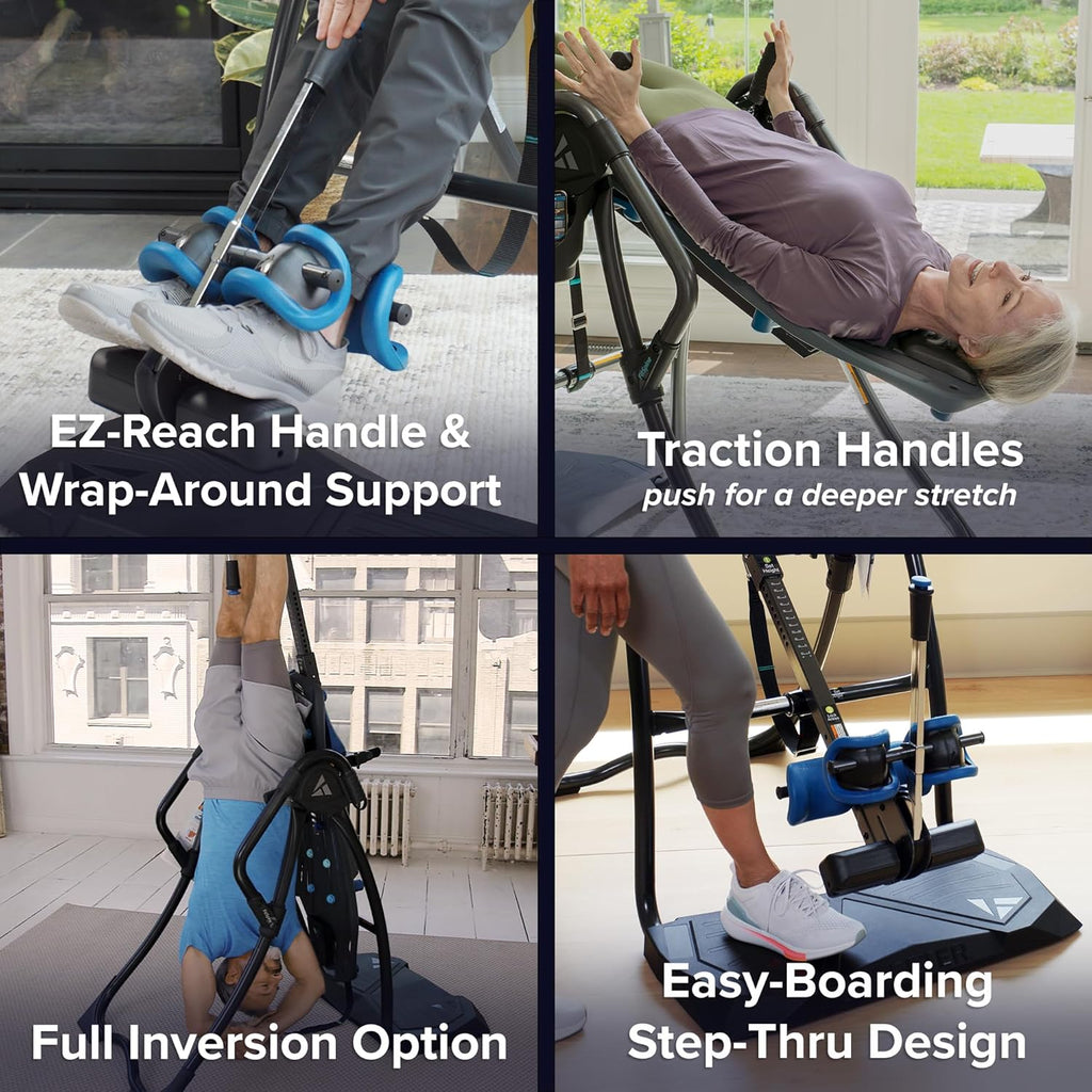 Teeter FitSpine LX9 Inversion Table, Deluxe Easy-Reach Ankle Lock, Decompression Surface for Back Pain Relief, Integrated Accessories, UL Safety Certified, Heavy-Duty 300 lb Capacity, FDA Registered