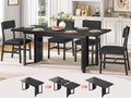 Itaar 5-Piece Dining Table Set for 4-6 People, 63' Extendable Kitchen Table and 4 Cushion Chairs, Dining Room Table with MDF Board & Metal Frame for Small Space, Easy Clean, Black