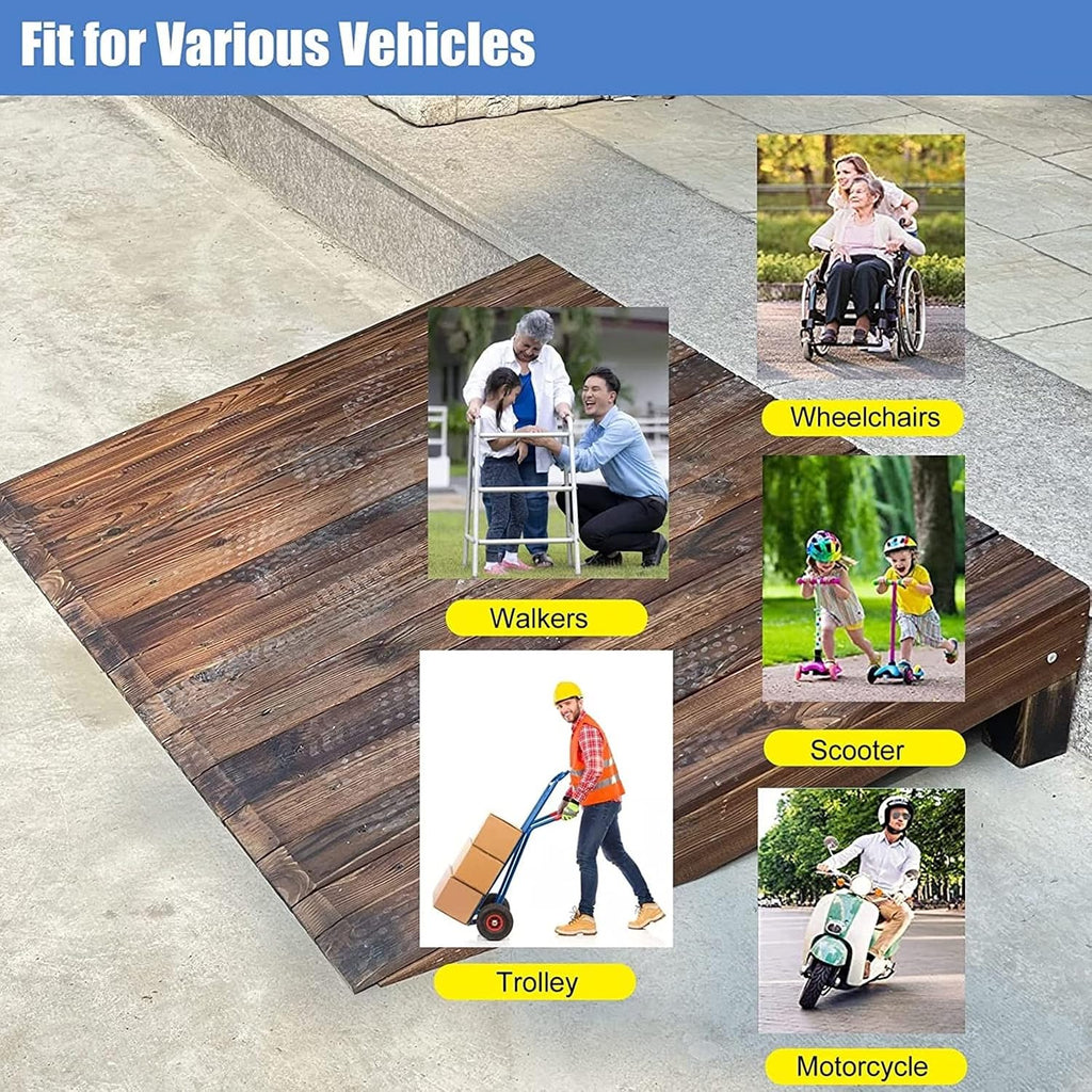 IDEAX Wooden Threshold Ramps for Doorways, Sturdy Auxiliary Wood Portable Transition Slope Pad with Non-Skid Surface for Doorways/Front Door/Garage/Yard/Patio(90 * 50 * 10cm)