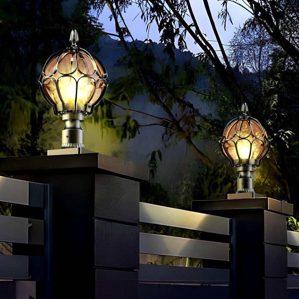 Outdoor Post Lights,Outdoor Column Lights,Deck Lights,Post Cap Lights,lamp Post Light,with E26 IP54 Waterproof,Hard Wired Fence Post Lights,Modern Light Fixture (Black, Large)