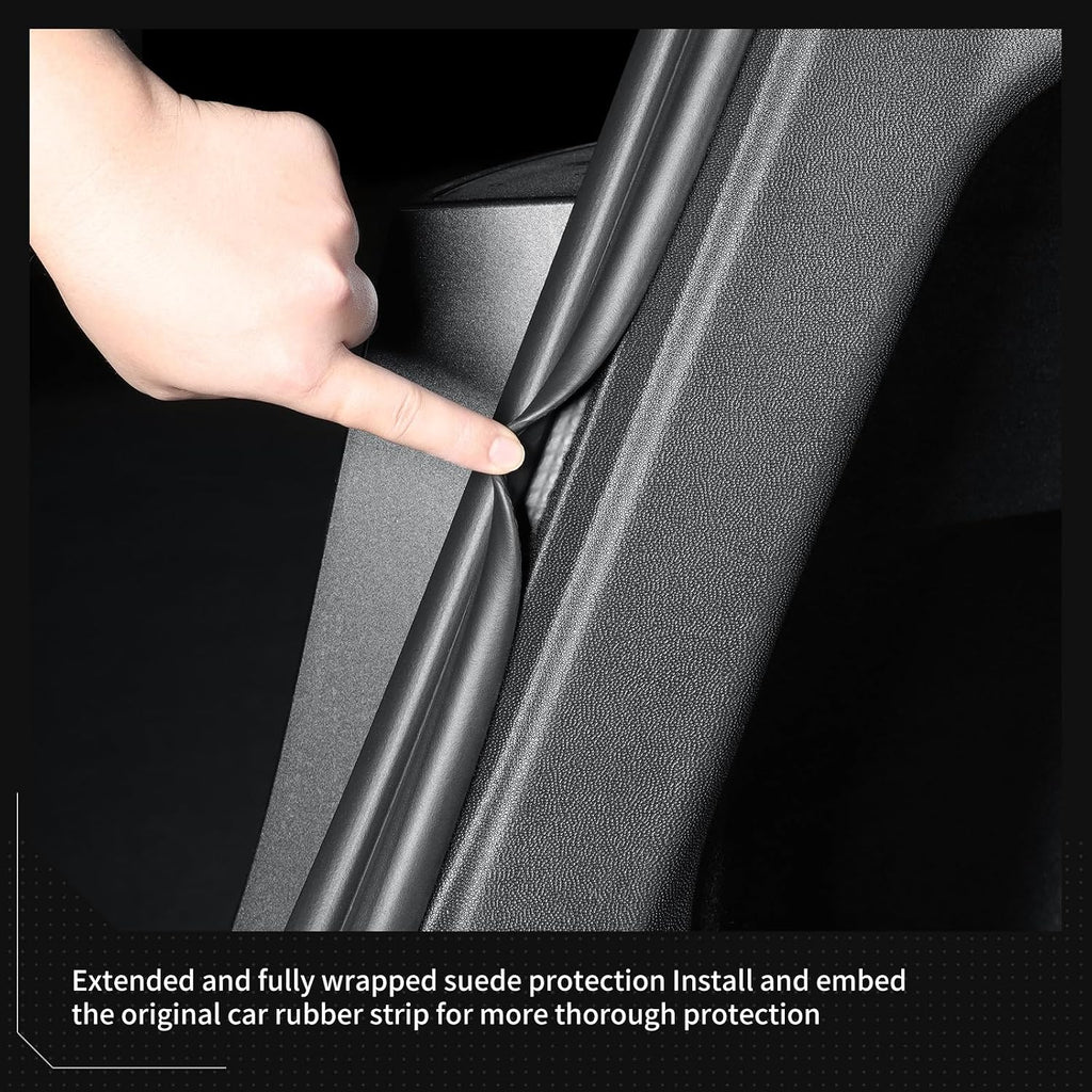 LUCKEASY Fit for Tesla Model Y Juniper 2025 2026 Front & Back Door Threshold Strip& Anti-Kick Pad|Rear Trunk Side Protective Cover|Trunk Tailgate Mat|Rear Bumper Guard