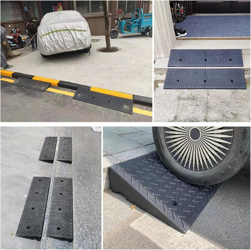 Threshold Ramp Rubber Driveway Ramp Heavy Duty Wheelchair Ramp with Slip-Resistant Surface Handicap for Doorways Steps(50 * 50 * 5cm/20 * 20 * 2in)