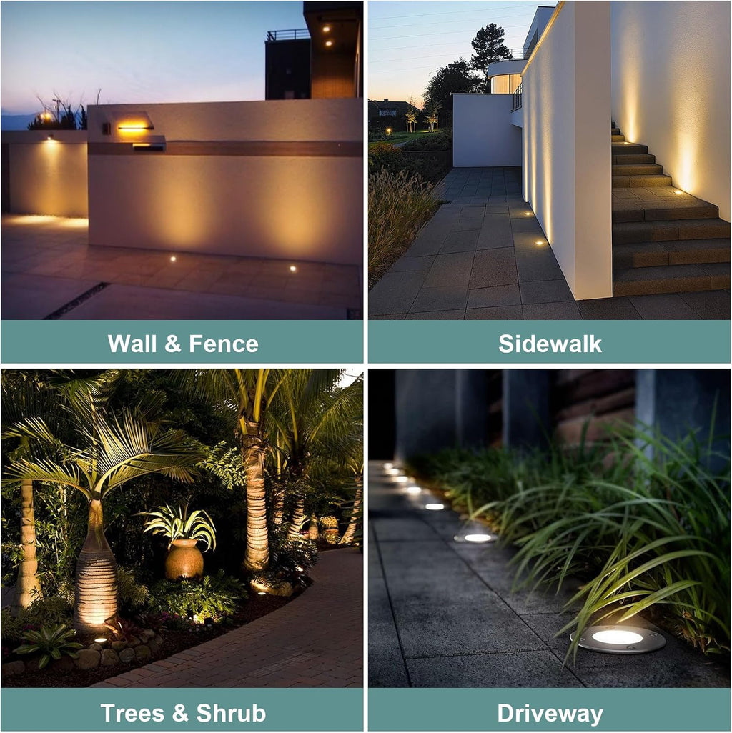 Gardencoin Low Voltage Landscape LED Well Lights, 12V in Ground Lights Outdoor IP67 Waterproof, 5' Tall Wired Landscape Up Lighting, Included Replaceable 5W 2700K MR16 Bulb Dimmable, 12 Pack