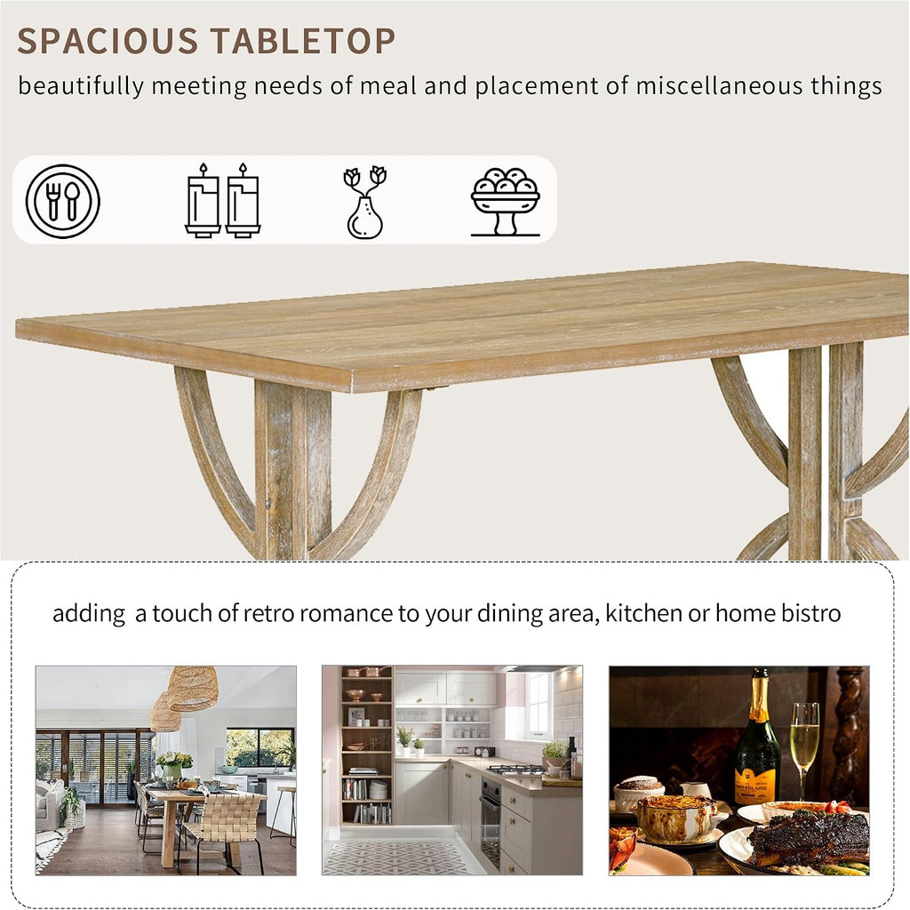 Merax 6-Piece Solid Wood Dining Table Set for 6, Rectangular Kitchen Room Table Set with 1 Bench and 5 Upholstered Chairs for Dining Room & Kitchen, Natural Wood Wash