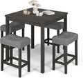 allamazing 5-Piece Counter Dinner Height Table Set, Indoor Modern Rectangular Dining Table Furniture Set for Kitchen, 35 inch Dining Table with 4 stools (1+4 Black)