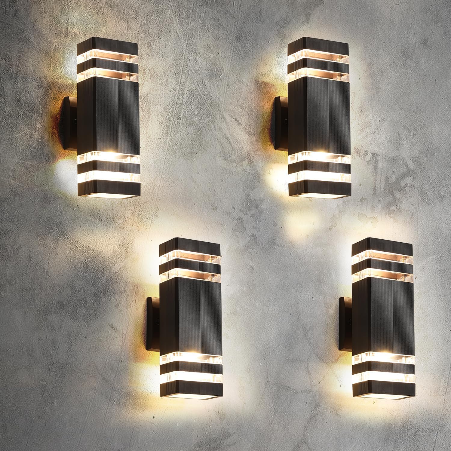 6 Pack Outdoor Lights, 14W IP65 3000K 1100LM Warm White Porch Lights, Aluminum for House Porch Patio Garage