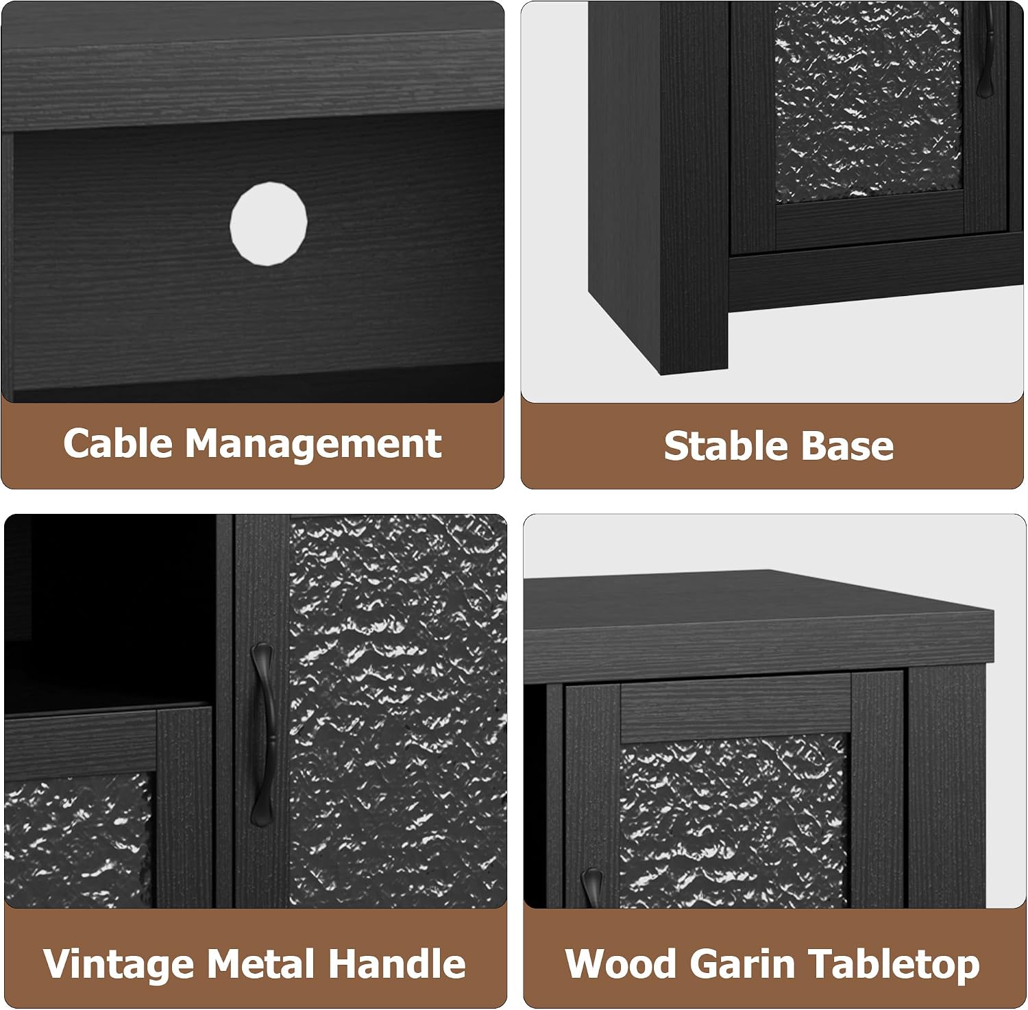IDEALHOUSE TV Stand for 65 Inch TV, Farmhouse Entertainment Center with Acrylic Door Storage Cabinet & Adjustable Shelves, TV Console Table for Living Room Bedroom, Black