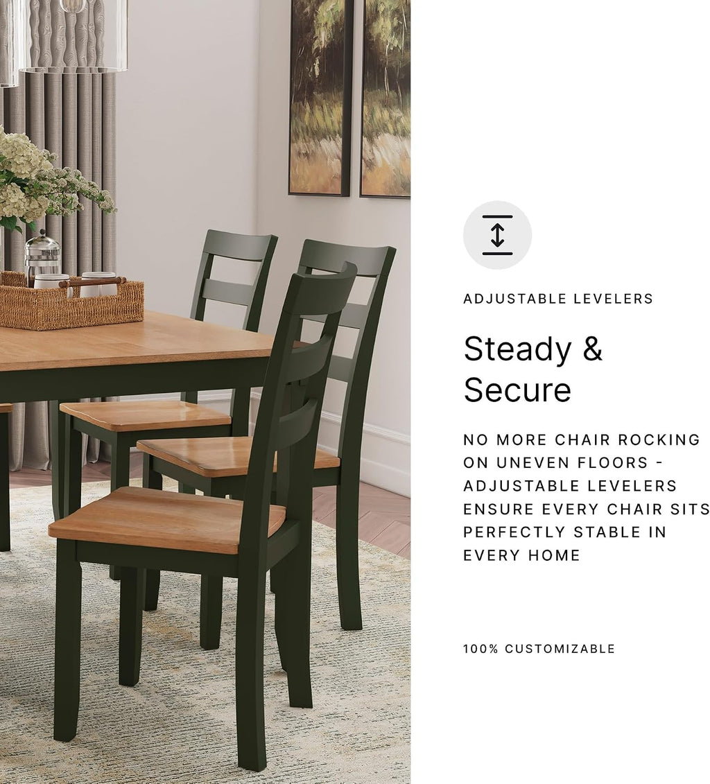 Signature Design by Ashley Gesthaven Modern Dining Table with 4 Chairs and Bench, Set of 6, Green & Light Brown