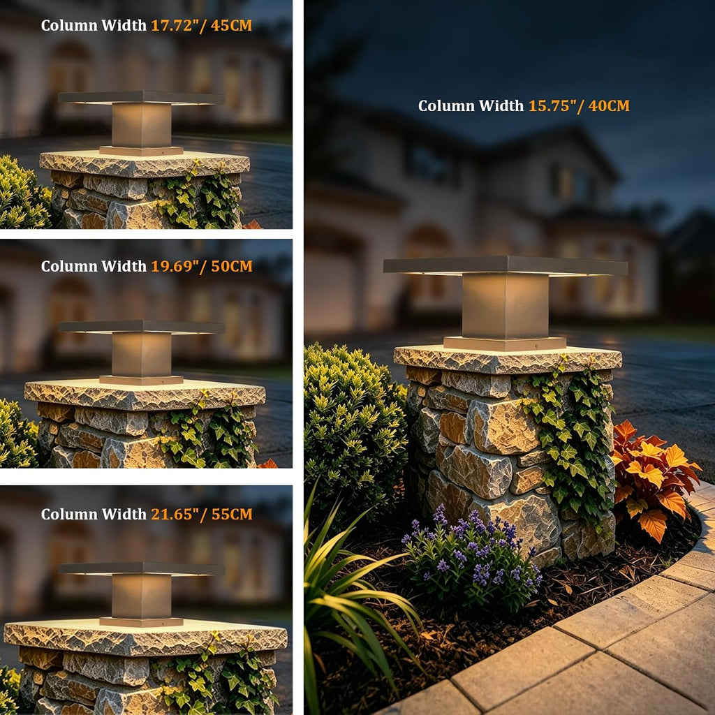 Outdoor Post Lights Modern 3000K LED Column Caps Lights Waterproof Outside Housing Pillar Lights Hard Wired Landscape Pathway Lamp Fence Deck Caps Lanterns For Gate Mailbox Pier Pedestal Lighting