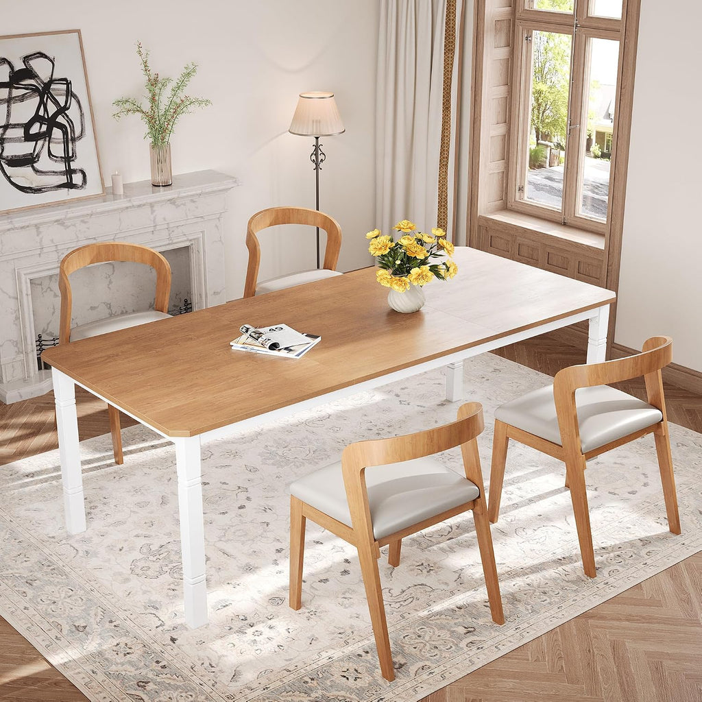 Garvee 78 in Large Industrial Dining Table for 6-8, Kitchen Table with Heavy Duty Metal Legs, Wood Desk with Chamfer Corner for Dining Room, Kitchen, Living Room, Easy Assembly
