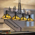 TOCHIC 64' Pool Table Light, 4 Lights Tiffany Billiard & Pool Table Lights, Farmhouse Chandelier for Dining Room Rustic Hanging Ceiling Light Fixture for 7 to 9 ft Tables Game Room Basement Bar