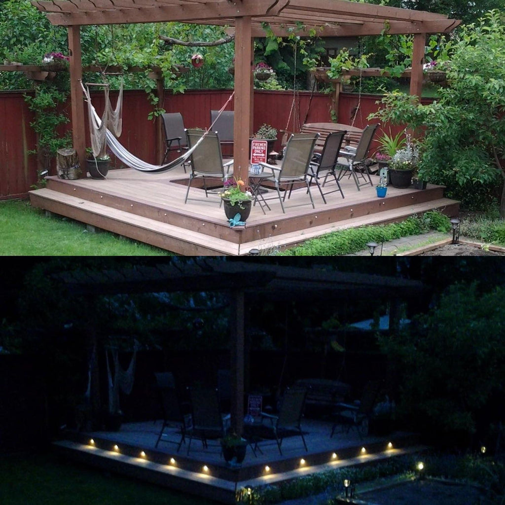 LED Outdoor Deck Lights Kits, Φ1.38in Warm White 20 Pack Silver, Low Voltage 12 Volt DC IP65 Waterproof, Electric Wired Recessed Stair Step Riser Mini Under Landscape Lighting for Yard Floor