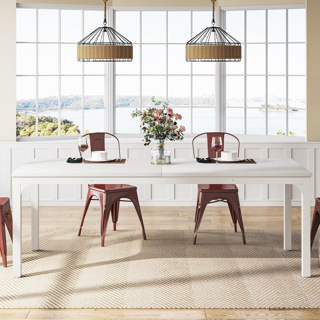 Tribesigns White Dining Table for 6-8 Person, 78-Inch Large Long Rectangle Kitchen Dinner Table for Dining Room, 78.7 x 27.5 x 29.5 Inches(Only Table)