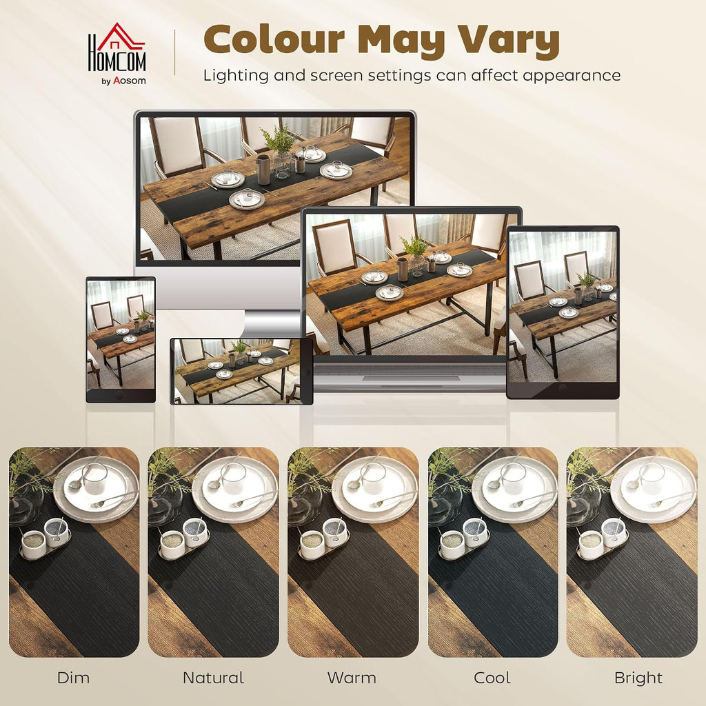 HOMCOM Industrial Dining Table for 8 People, 70.9' Long Rectangular Kitchen Table with Large Tabletop and Steel Legs for Dining Room, Rustic Brown