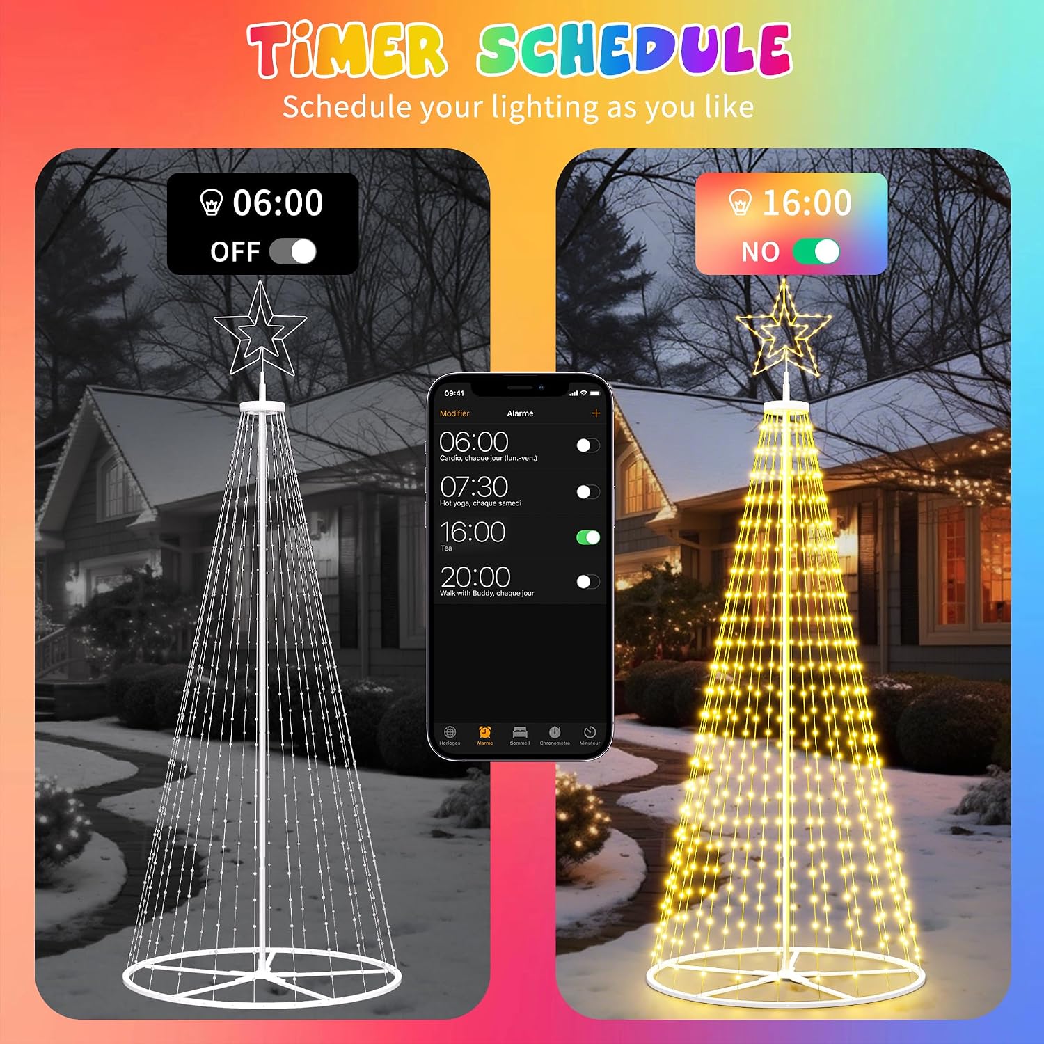 12FT Outdoor Christmas Tree Prelit - LED Outside Christmas Tree Lights with Star, Music Sync, App & Remote Control, Timer, Smart Christmas Lighting Decoration for Garden & Yard Party