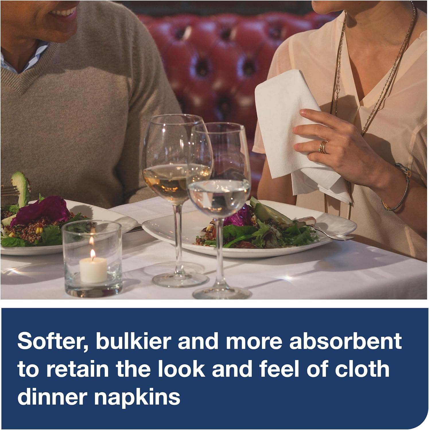 Tork LinStyle Disposable Linen-Feel Dinner Napkin White, Flat Pack, 16' x 15', 1 x 1000 Napkins, 716002