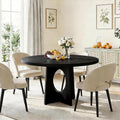 IDEALHOUSE 47' Round Dining Table, Kitchen Table for 4-6 People, Circle Tables with Sturdy Pedestal Base, Space Saving Dinning Room Furniture for Living Room, Kitchen, Apartment, Black